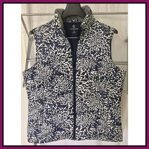 Lands’ End goose down puffer vest floral sz S